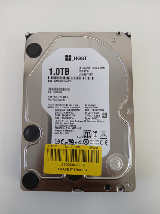 1TB HGST HUS722T1TALA604 : 1000.2 GB 3.5 INCH SATA HDD 7200 RPM